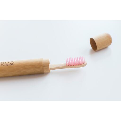 Bam&Boo Bambusz fogkefe, közepes sörtéjű - Pink